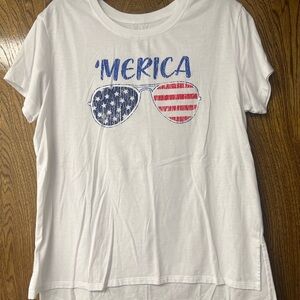 State of Mind White Tee with Blue and Red Graphic